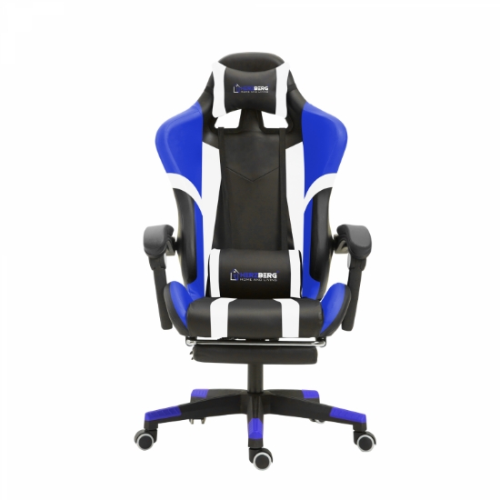 Image de Herzberg HG-8083 : Chaise De Jeu Et De Bureau Tricolore Avec Accent Linéaire Bleu