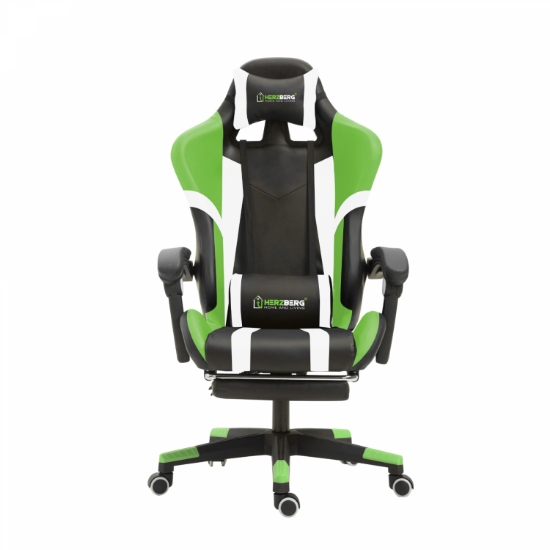 Image de Herzberg HG-8083 : Chaise De Jeu Et De Bureau Tricolore Avec Accent Linéaire Vert