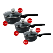 Picture of Eisenbach EB-MSP02: Aluminum Greblon Marble Coated Sauce Pan Set - 16cm,18cm,20cm