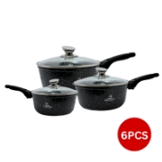 Picture of Eisenbach EB-MSP02: Aluminum Greblon Marble Coated Sauce Pan Set - 16cm,18cm,20cm