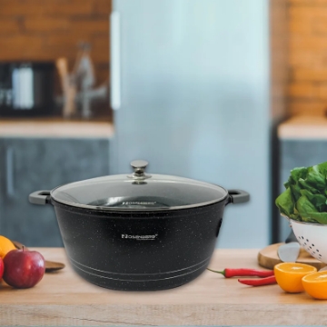 Show details for Rosenberg RB-36M2: Marble Coated Stew Pot with Glass Lid - 36cm Picture of Rosenberg RB-36M2: Marble Coated Stew Pot with Glass Lid - 36cm