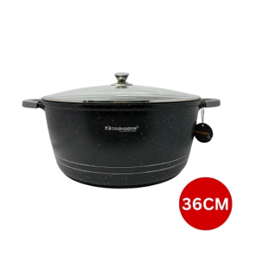 Show details for Rosenberg RB-36M2: Marble Coated Stew Pot with Glass Lid - 36cm Picture of Rosenberg RB-36M2: Marble Coated Stew Pot with Glass Lid - 36cm