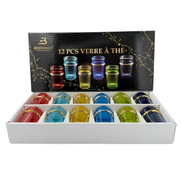 Show details for Eisenbach EB-GLS12C: 12 Pieces Colored Tea Glasses with Gold Accent Picture of Eisenbach EB-GLS12C: 12 Pieces Colored Tea Glasses with Gold Accent