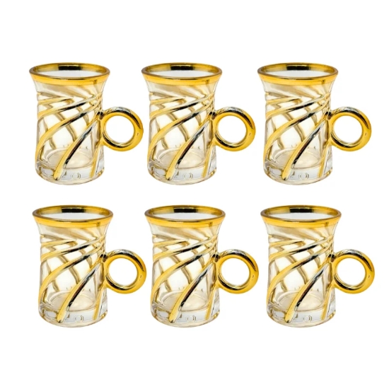 Image de Eisenbach EB-6DTC250: 6 Tasses en verre à café expresso Demitasse avec accents dorés