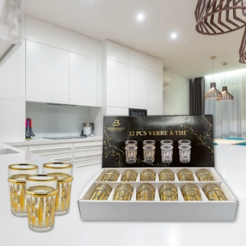Show details for Eisenbach EB-GLS12G: 12 Pieces Tea Glasses with Gold Accent Picture of Eisenbach EB-GLS12G: 12 Pieces Tea Glasses with Gold Accent