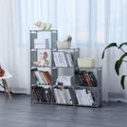 Image de Herzberg HG-03633: Étagère de Rangement à 9 niveaux Pour Livres (125 x 125 cm) - Gris
