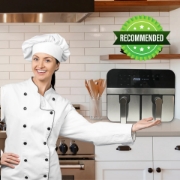 Image de Comfy Nest CN-AFD45NS: Friteuse à Air Numérique à Double Panier de 2400W en Acier Inoxydable - 9L