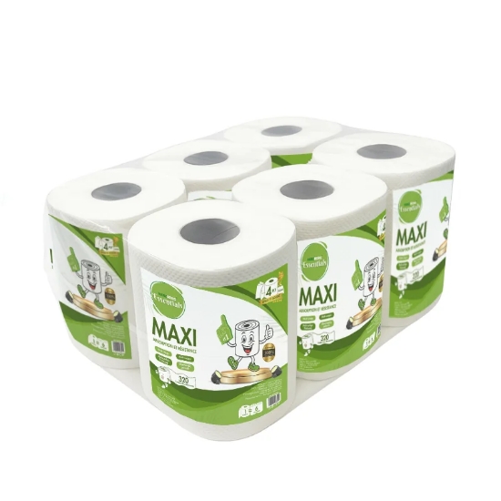 Image de Herzberg Essentials HG-ETP300: Lot de 6 rouleaux d'essuie-tout en cellulose biodégradable 4 épaisseurs, non parfumés