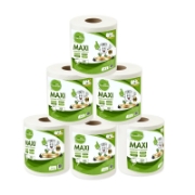 Image de Herzberg Essentials HG-ETP300: Lot de 6 rouleaux d'essuie-tout en cellulose biodégradable 4 épaisseurs, non parfumés