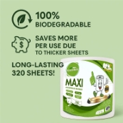 Image de Herzberg Essentials HG-ETP300: Lot de 6 rouleaux d'essuie-tout en cellulose biodégradable 4 épaisseurs, non parfumés