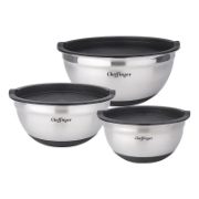 Picture of Cheffinger CF-MXB3S: 6-Piece Stainless Steel Mixing Bowl Set with Lids