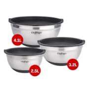 Picture of Cheffinger CF-MXB3S: 6-Piece Stainless Steel Mixing Bowl Set with Lids