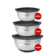 Picture of Cheffinger CF-MXB3S: 6-Piece Stainless Steel Mixing Bowl Set with Lids
