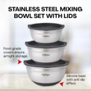 Picture of Cheffinger CF-MXB3S: 6-Piece Stainless Steel Mixing Bowl Set with Lids