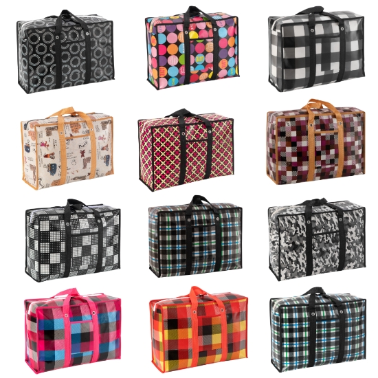Image de Comfy Nest CN-02539: Lot de 10 sacs de courses réutilisables non tissés assortis avec poignées renforcées et poche avant – 50 cm x 35 cm x 20 cm