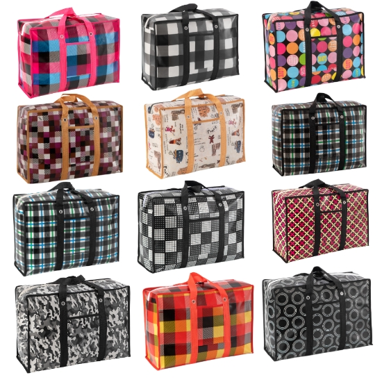 Image de Comfy Nest CN-02546: Lot de 10 sacs d'épicerie et de courses non tissés assortis avec poignées renforcées, fermeture éclair et poche – 60 cm x 45 cm x 20 cm