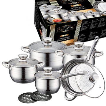 Show details for Royalty Line RL-1232: 12 Pieces Stainless Cookware Set Picture of Royalty Line RL-1232: 12 Pieces Stainless Cookware Set