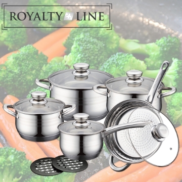 Show details for Royalty Line RL-1232: 12 Pieces Stainless Cookware Set Picture of Royalty Line RL-1232: 12 Pieces Stainless Cookware Set