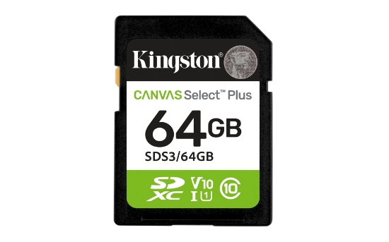 Image de Kingston Technology 64 Go SDXC Canvas Select Plus Gen3 100 Mo/s C10 UHS-I U1 V10