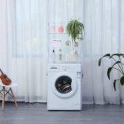 Picture of Herzberg HG-03572: 3-Tier Washing Machine and Bathroom Storage Shelf with Towel Hanger - White