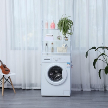 Show details for Herzberg HG-03572: 3-Tier Washing Machine and Bathroom Storage Shelf with Towel Hanger - White Picture of Herzberg HG-03572: 3-Tier Washing Machine and Bathroom Storage Shelf with Towel Hanger - White
