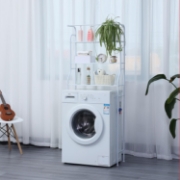 Picture of Herzberg HG-03572: 3-Tier Washing Machine and Bathroom Storage Shelf with Towel Hanger - White