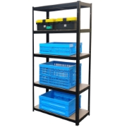Image de Herzberg HG-8027BLK: Etagère de Rangement Enduite Noire