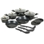 Image de Herzberg HG-METBK15: Batterie de cuisine 15 pièces avec revêtement en marbre – Noir