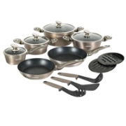 Picture of Herzberg HG-METCR15: 15 Pieces Marble Coated Cookware Set - Carbon