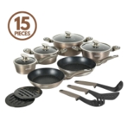 Picture of Herzberg HG-METCR15: 15 Pieces Marble Coated Cookware Set - Carbon
