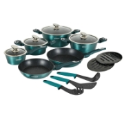 Picture of Herzberg HG-METBL15: 15 Pieces Marble Coated Cookware Set - Blue