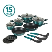 Picture of Herzberg HG-METBL15: 15 Pieces Marble Coated Cookware Set - Blue