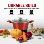 Picture of Herzberg HG-METRD15: 15 Pieces Marble Coated Cookware Set - Red