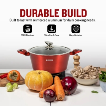 Show details for Herzberg HG-METRD15: 15 Pieces Marble Coated Cookware Set - Red Picture of Herzberg HG-METRD15: 15 Pieces Marble Coated Cookware Set - Red