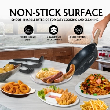 Show details for Herzberg HG-WDMRB15: 15 Pieces Granite Coated with Wood Accent Handle - Black Picture of Herzberg HG-WDMRB15: 15 Pieces Granite Coated with Wood Accent Handle - Black