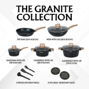 Picture of Herzberg HG-WDMRB14: 14 Pieces Granite Coated with Wood Accent Handle - Black