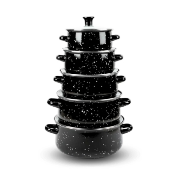 Show details for Herzberg HG-04128: 10 Pieces Enamel Kitchen Cooking Pot and Casserole with Glass Lid Picture of Herzberg HG-04128: 10 Pieces Enamel Kitchen Cooking Pot and Casserole with Glass Lid
