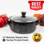 Picture of Herzberg HG-04128: 10 Pieces Enamel Kitchen Cooking Pot and Casserole with Glass Lid