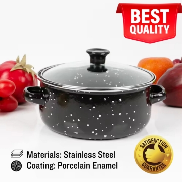 Show details for Herzberg HG-04128: 10 Pieces Enamel Kitchen Cooking Pot and Casserole with Glass Lid Picture of Herzberg HG-04128: 10 Pieces Enamel Kitchen Cooking Pot and Casserole with Glass Lid