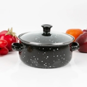 Picture of Herzberg HG-04128: 10 Pieces Enamel Kitchen Cooking Pot and Casserole with Glass Lid