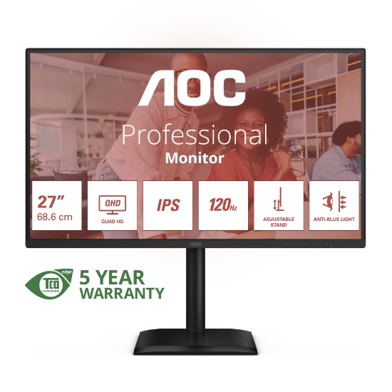 Picture of AOC E4 Q27E4U computer monitor 68.6 cm (27") 2560 x 1440 pixels Quad HD LED Black