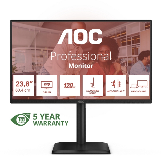 Afbeeldingen van AOC E4 24E4CV computer monitor 60,5 cm (23.8") 1920 x 1080 Pixels Full HD LED Zwart