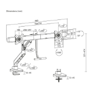 Picture of ACT Monitor arm 32" office premium, gas spring, crossbar, 2 monitors