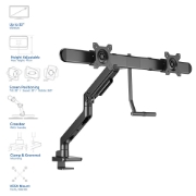Picture of ACT Monitor arm 32" office premium, gas spring, crossbar, 2 monitors