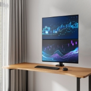 Picture of ACT Monitor arm 49" office premium, gas spring, pole mounted, 2 monitors