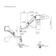Picture of ACT Monitor arm 49" office premium, gas spring, pole mounted, 2 monitors