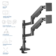 Picture of ACT Monitor arm 49" office premium, gas spring, pole mounted, 2 monitors