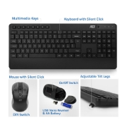 Afbeeldingen van ACT Draadloos toetsenbord en muisbundel (Azerty), stille klik, milieuvriendelijk, gemaakt van gerecycled materiaal
