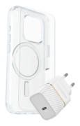 Picture of OtterBox Symmetry Series Clear for MagSafe + Premium Glass + Fast Charge Wall Charger USB-C 30W Type C for Apple iPhone 16 Pro