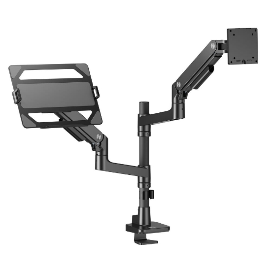 Image de ACT Bras pour moniteur et ordinateur portable office premium, avec vérin à gaz, monté sur poteau